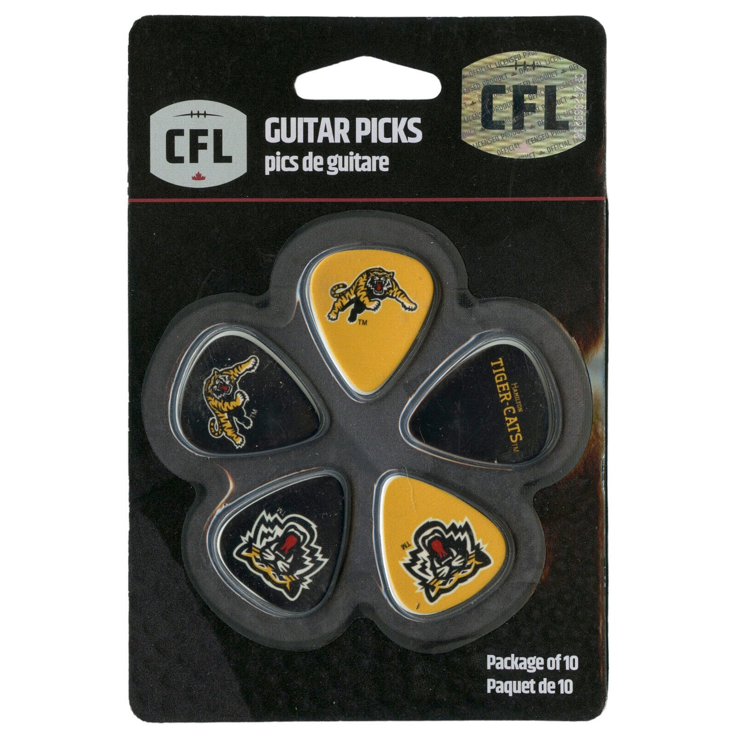 Hamilton Tiger-Cats CFL Team Guitar Picks, 10 Pack